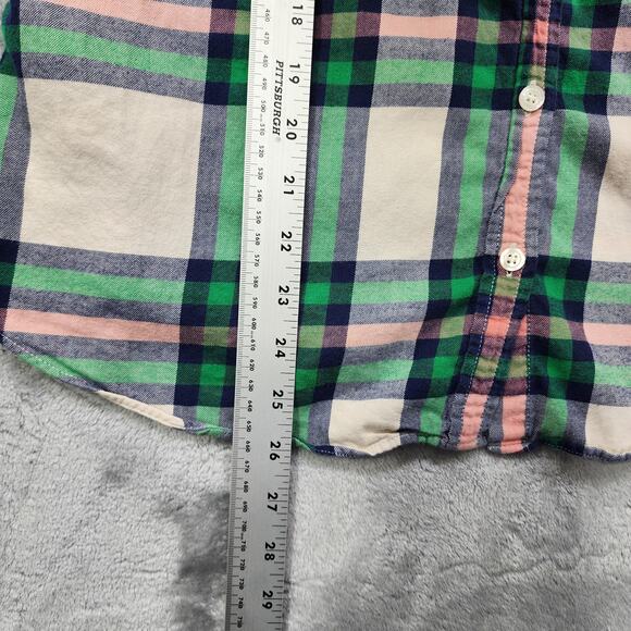 J.Crew Top Womens M Green Blue Pink Beige Plaid Boy Fit Long Sleeve Button Up - Picture 9 of 10